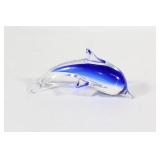Small Blue and Clear Art Glass Dolphin