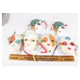 6 Hand painted VTG ceramic masks
