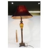 Tall faux marble lamp with shade-works