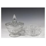 Small Crystal Pinwheel Bowl and Covered Glass Dish