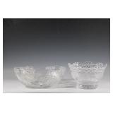 Pair of  Crystal Bowls with Frosted Details