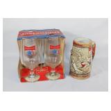Budweiser Olympic Beer Stein and Glasses