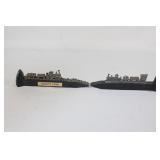 Pair of Railroad Spikes with Mini Trains