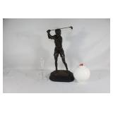 Resin Female Golfer Statue, Ceramic Golf Ball,