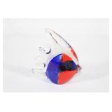 Red and Blue Art Glass Fish Paperweight