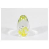 Small Yellow and Clear Glass Bubble Paperweight