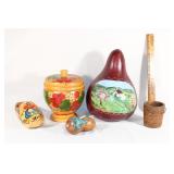 Hand painted gourd,shoe,bowl with lid