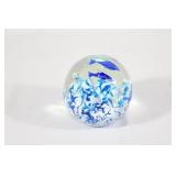 Blue and White Art Glass Fish Paperweight