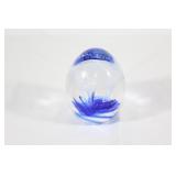 Blue and White Art Glass Bubble Paperweight