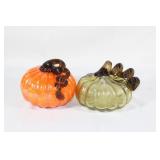 Pair of Glass Decorative Pumpkins