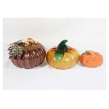 Trio of Pumpkins - 1 Glass, 2 Ceramic
