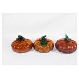 Lot of 3 Glass Pumpkin Decor