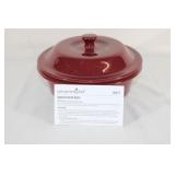 Pampered Chef Maroon Round Covered Baker