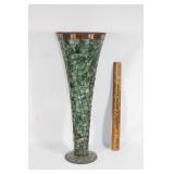 Large green mosaic glass vase