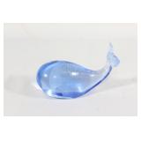 Light Blue Art Glass Whale Paperweight