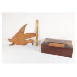VTG carved wooden wall hanging duck,wooden box