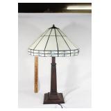 Stained glass large white shaded lamp