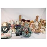 Large Lot of Country Style Dolls - Rabbits, Bear