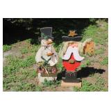 Pair of Christmas Standing Decor -Santa and Snowan