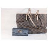 Michael Kors Blue Wallet and Vinyl Tote Bag