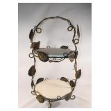 2 Tiered Metal and Stone Table Top Display Stand