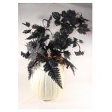 Large Crafty White Pumpkin - Black Halloween Decor