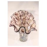 Hand Blown Art Glass Handkerchief Style Vase Large