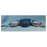2 Copper Pans & Pot