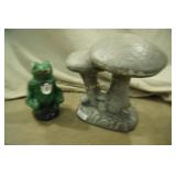 Frog & Mushroom Cement Yard Ornaments