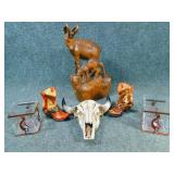 Tribal Candle Holders, Wood Carved Deer & More