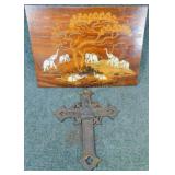 Unique Wood Plaque w/ Elephant Inlayed