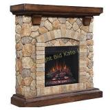 McLeland Design Jordan Stacked Stone Fireplace