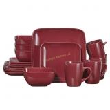 Alcove 16Pc Square Dinnerware - Red