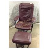Faux Leather & Metal Recliner & Ottoman