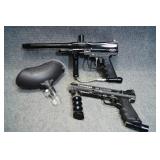 Crosman Air Rifle and 2 paint ball guns.