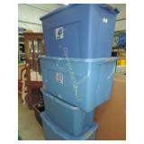 4- Large Blue Totes with Lids