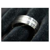 Mens Ring Stainless Steel Blacklines Band sz 13.5