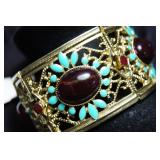 Enamel/Red Crystal Stretch Bracelet NEW