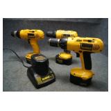3- Dewalt 14.4v Cordless Drills