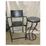 Metal Chair and Padded Stool