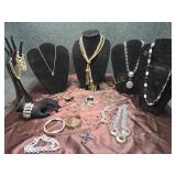 Large Lot of Gold/Silver/Rhinestone Jewelry