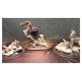 3 Wildlife Statues - 2 Wolves, 1 Bison & Baby