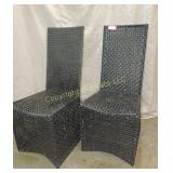 Pair of Black Vinyl Woven Patio Chairs