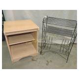 Metal Magazine Rack & Blonde Nightstand