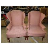 2 Mauve Wingback Occasional Chairs