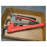 2 Pipe Wrenches & 1 Crescent
