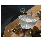 6 Antique Glass & Brass Doorknobs