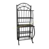 Metal & Wood Bakers Rack - Black