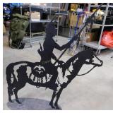 Metal Art Horse & Native American Figure Standing