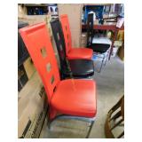 4 Modern Red & Black Chairs